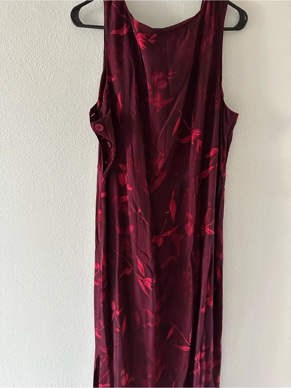 Pink/Maroon Rayon Vtg tank dress- calf length
